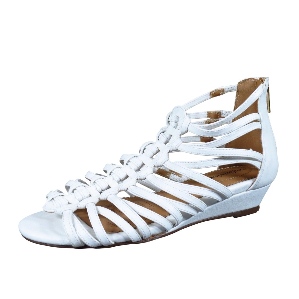 Comfortview Helen Women Gladiator Wedge Sandals‎ Size 7 Wide Casual Summer White